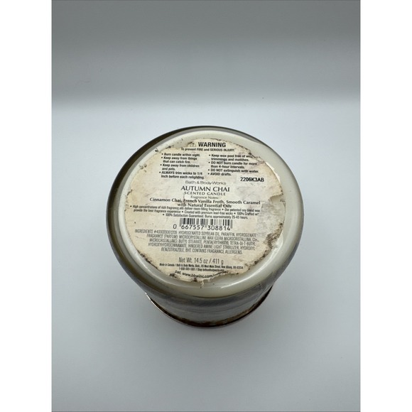 Bath & Body Works AUTUMN CHAI Large 3-Wick Scented Candle - Picture 3 of 4